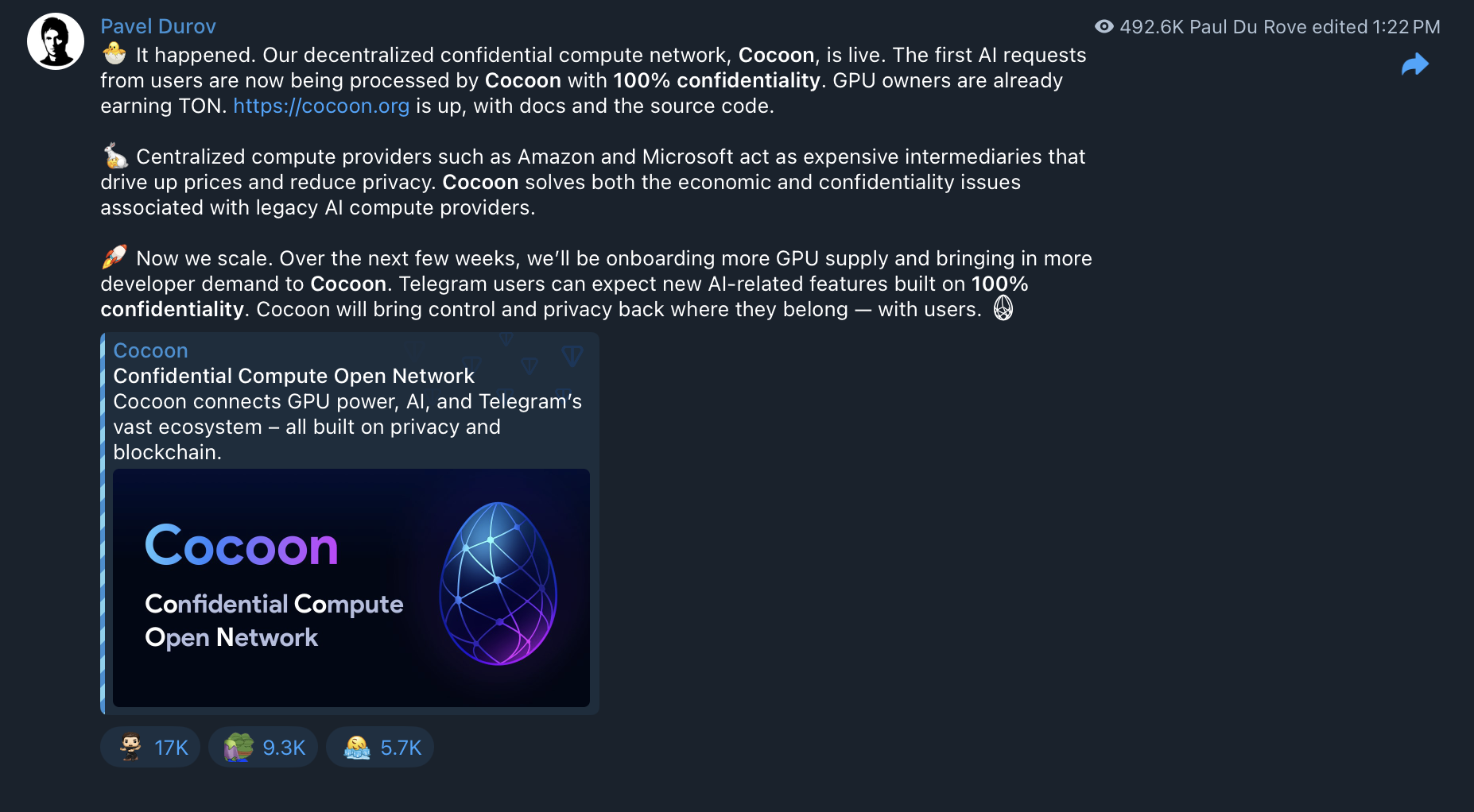 Decentralization, Telegram, Pavel Durov, GPU, TON