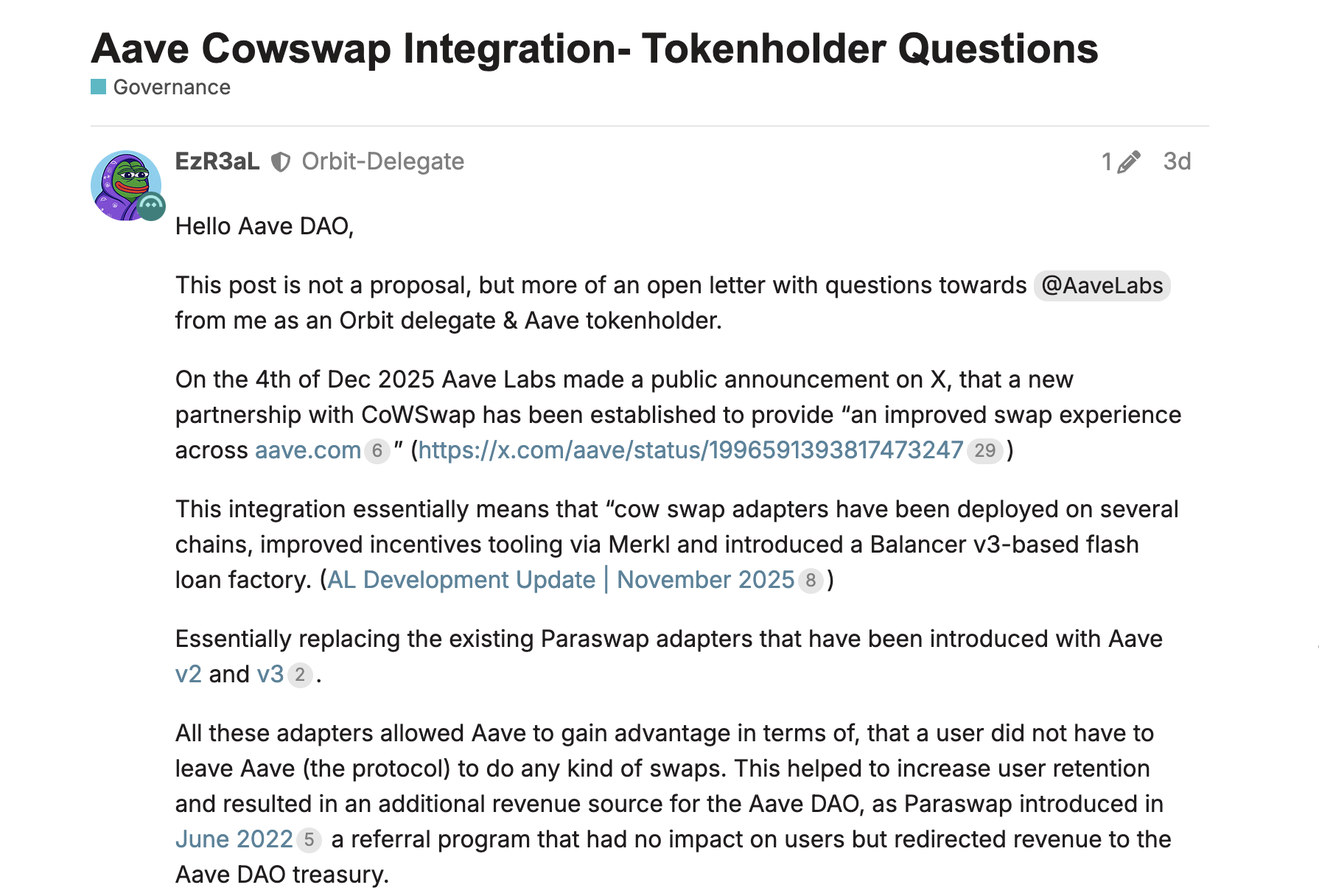 Descentralización, DAO, Aave